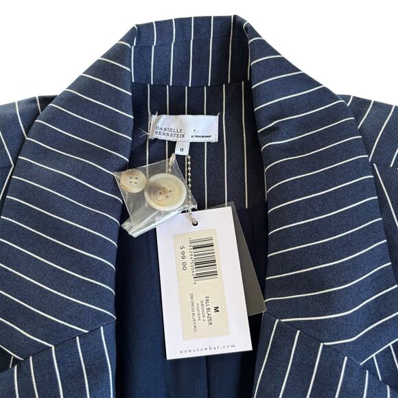 Danielle Bernstein WeWoreWhat Striped Navy Oversized Academia Fall Blazer Medium - Picture 4 of 8